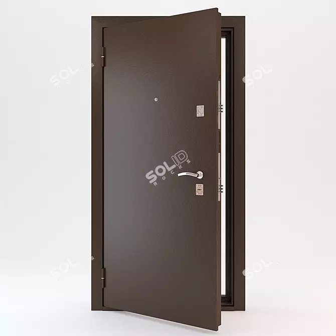 Metal Wood Front Door 3D model image 1