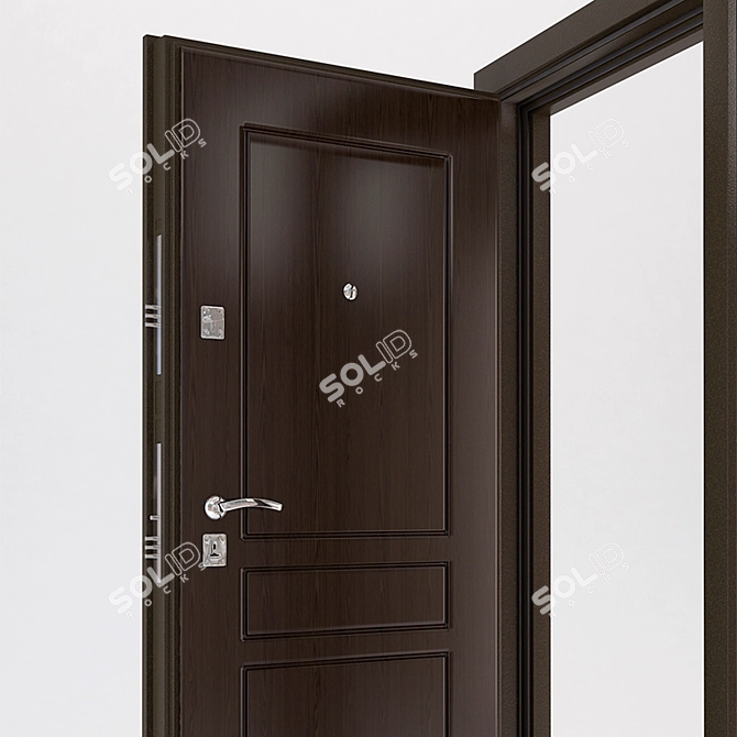 Metal Wood Front Door 3D model image 2