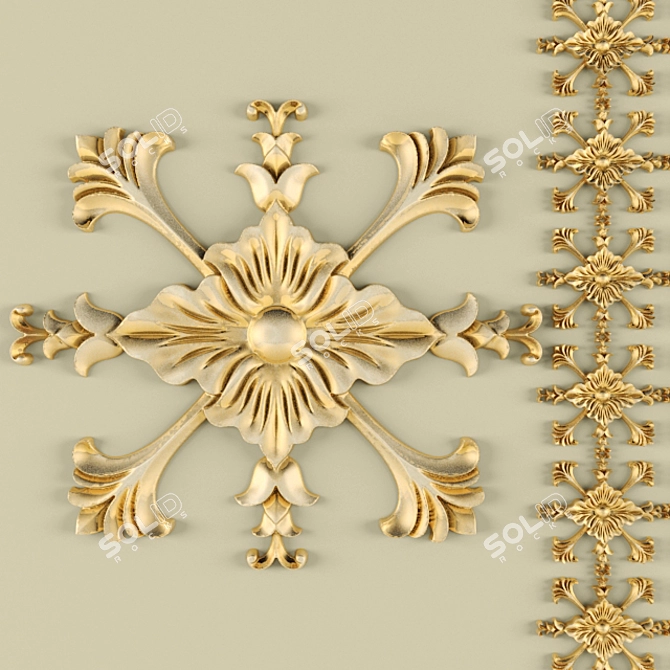 Elegant Gold Ceiling Decor 3D model image 1