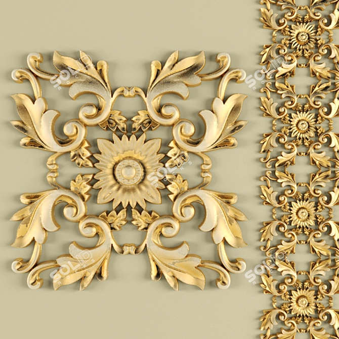 Elegant Decor Molding: Rosettes & Carvings 3D model image 1