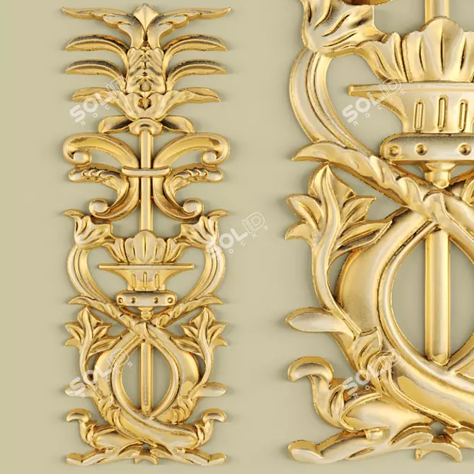 Elegant Carved Molding 3D model image 1