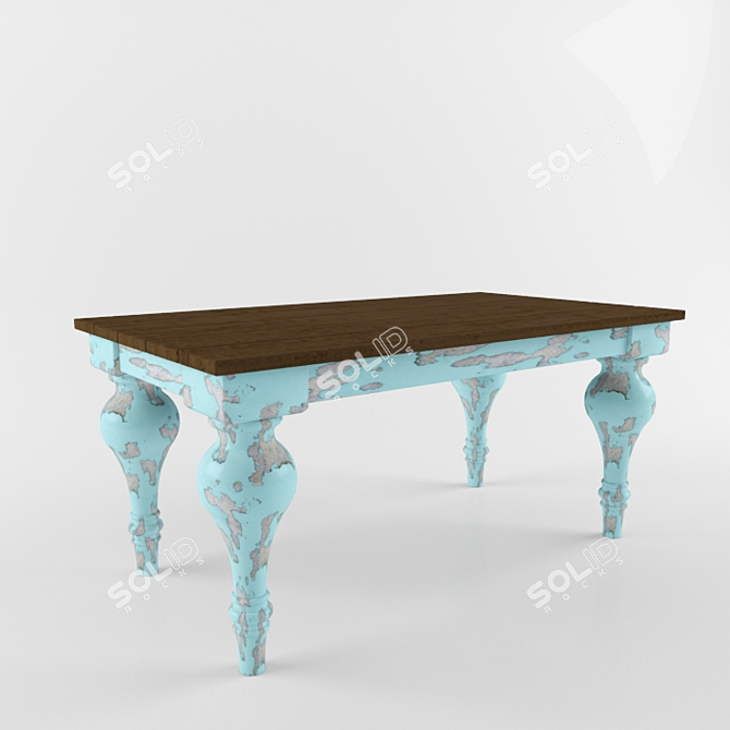 Rustic Charm Vintage Dining Table 3D model image 1