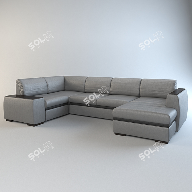 Contemporary L-Shaped Sofa 3D model image 1