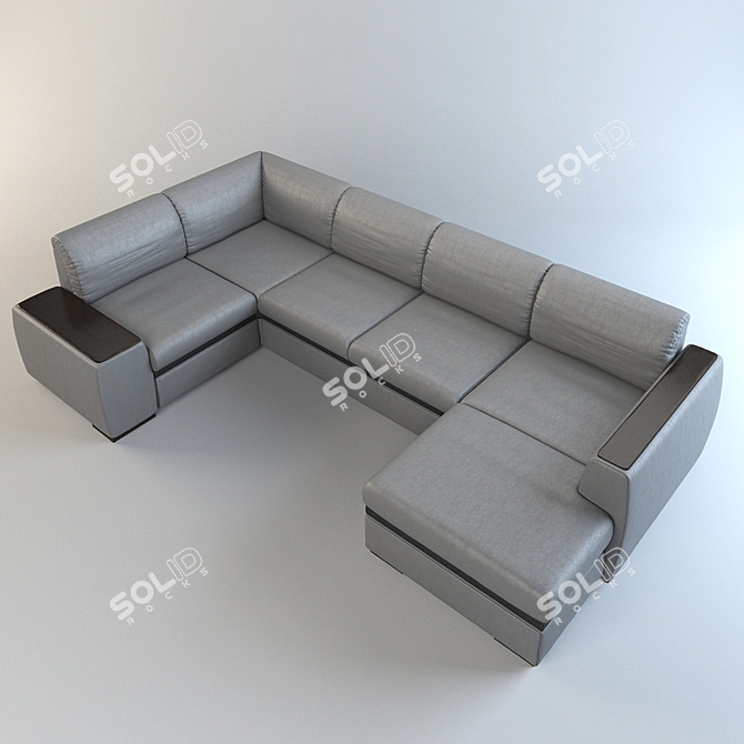 Contemporary L-Shaped Sofa 3D model image 2