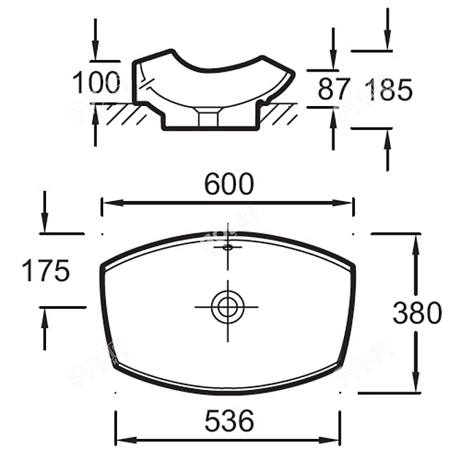 Elegant Jacob Delafon Leaf Sink 3D model image 2