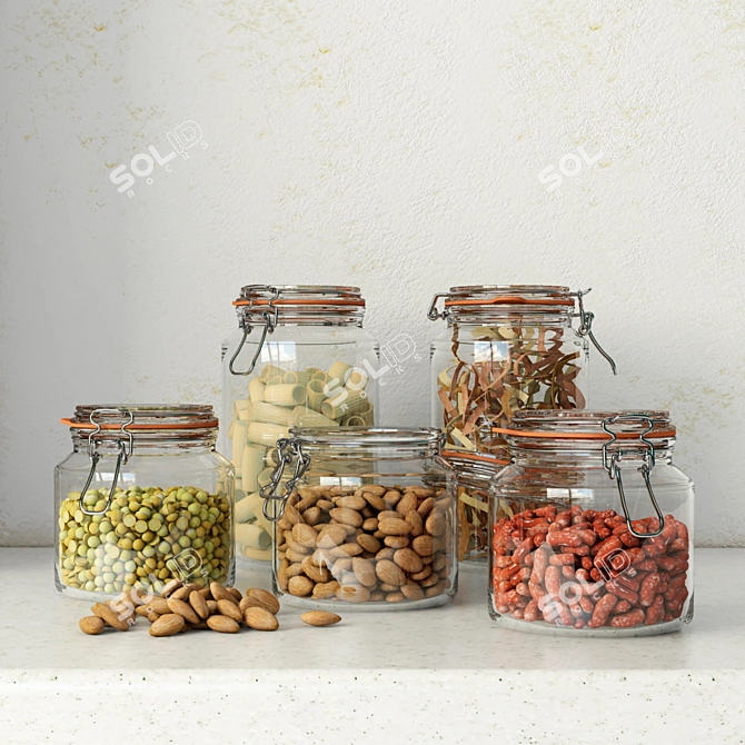 Sleek Storage Solution: Glass Jars 3D model image 1