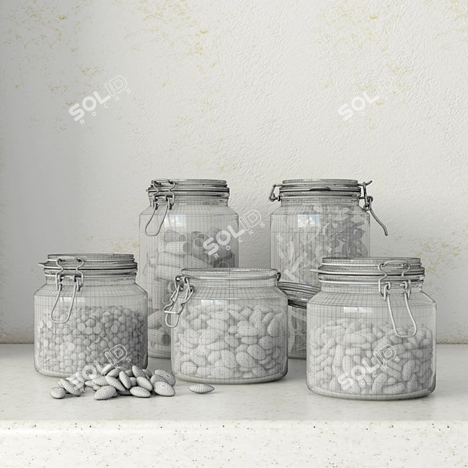 Sleek Storage Solution: Glass Jars 3D model image 2