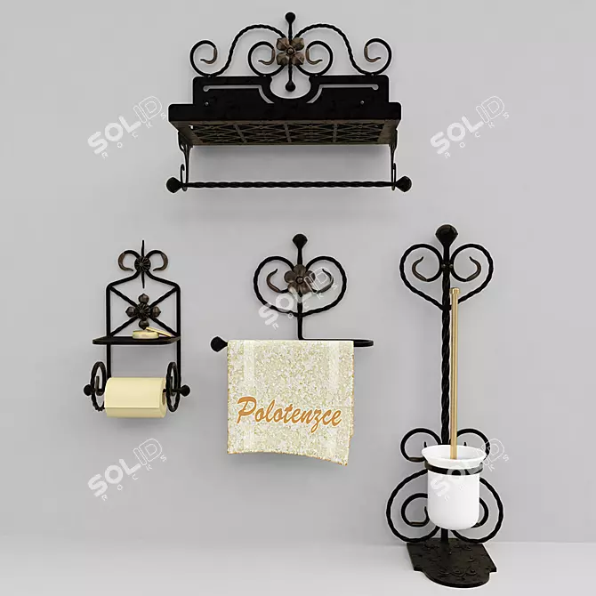 Elegant Forged Bathroom Accents 3D model image 1