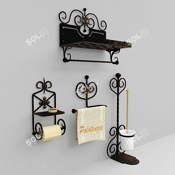 Elegant Forged Bathroom Accents 3D model image 2