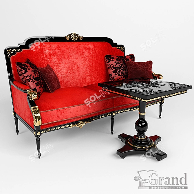 "Grand" "Beatrice" Sofa & Table Set 3D model image 1