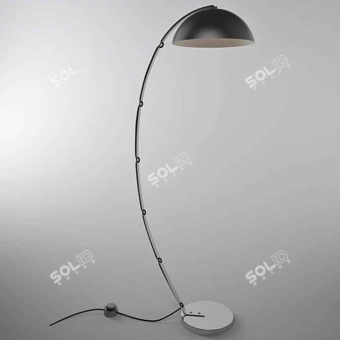 Elegant British Aluminum Floor Lamp 3D model image 1