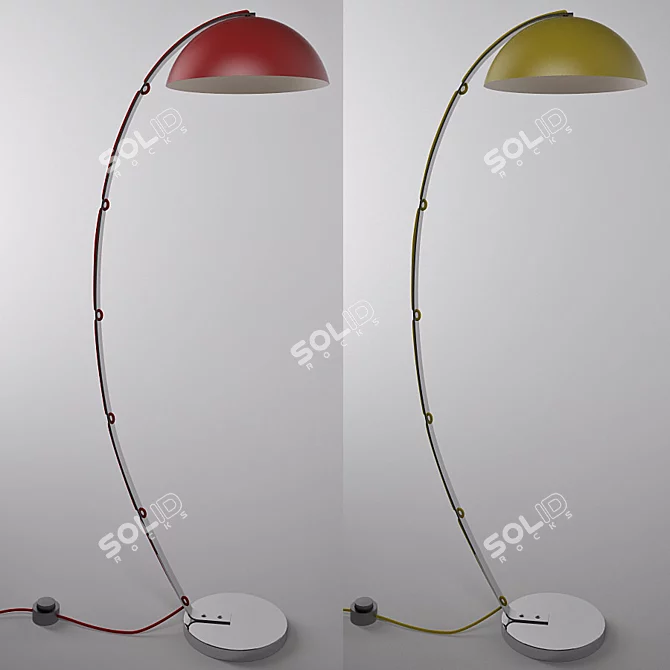 Elegant British Aluminum Floor Lamp 3D model image 2