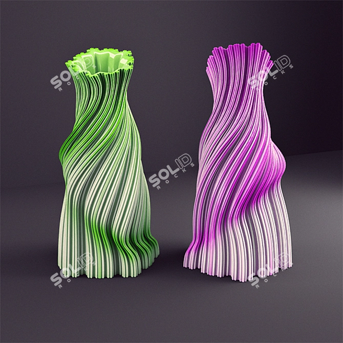 Elegant Fractal Koch Vase 3D model image 1