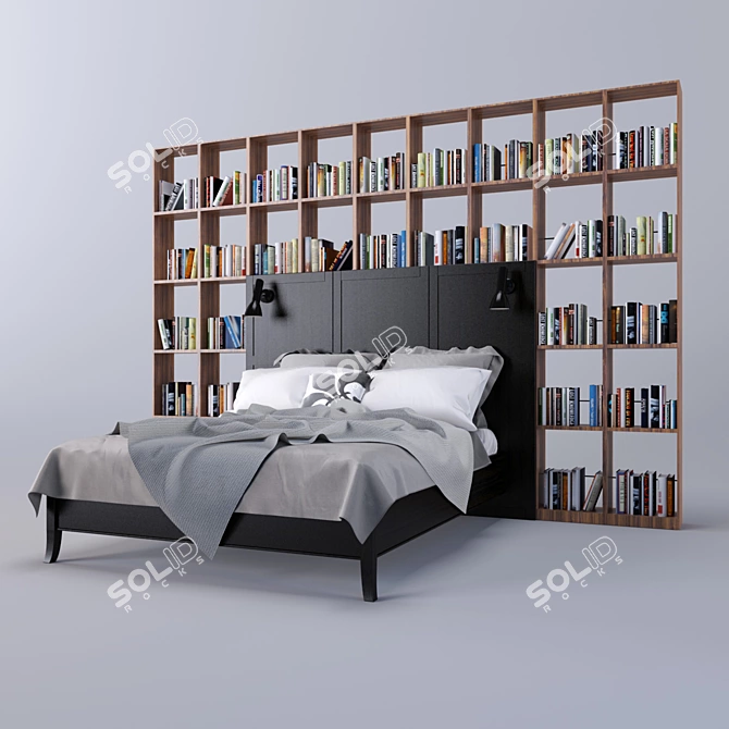 Space-Saving Library Loft Bed 3D model image 1