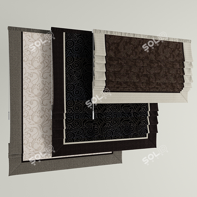 3-Position Roman Blinds: Versatile and Stylish 3D model image 1