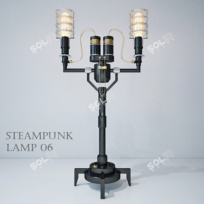 Title: Steampunk Polygon Lamp 3D model image 1