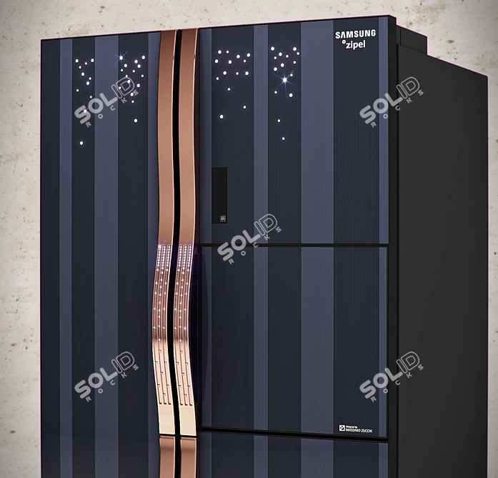 SAMSUNG RS26MBZBL: Sleek Side-by-Side Refrigerator 3D model image 2