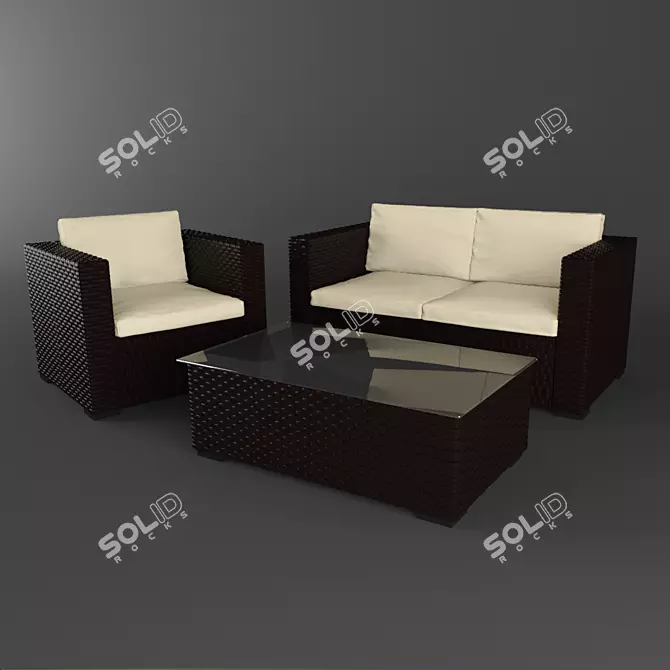 Westlake Wicker Sofa Set 3D model image 1