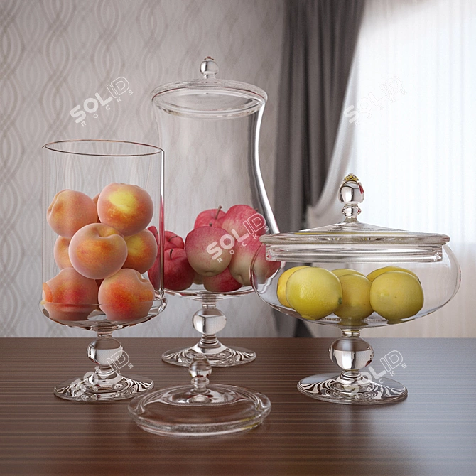 Fruit Medley in Glass Vase 3D model image 1