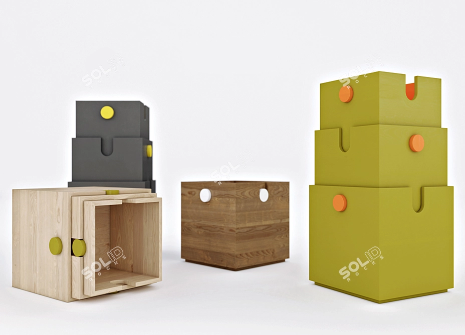 Versatile Wooden Storage Boxes 3D model image 1