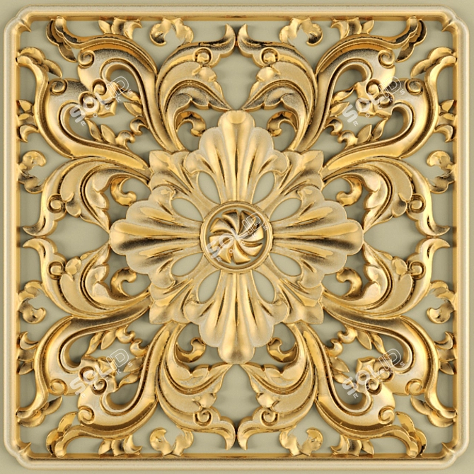 Elegant Carved Molding 3D model image 1