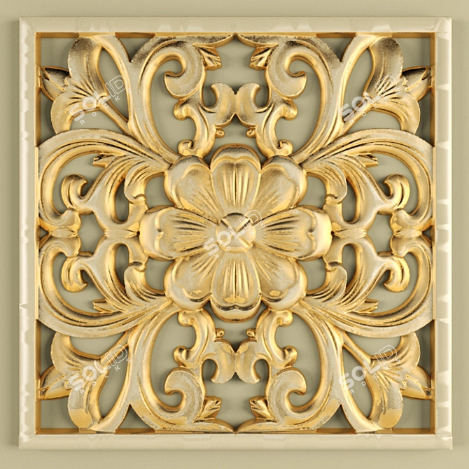 Gold Decorative Ceiling Molding 3D model image 1