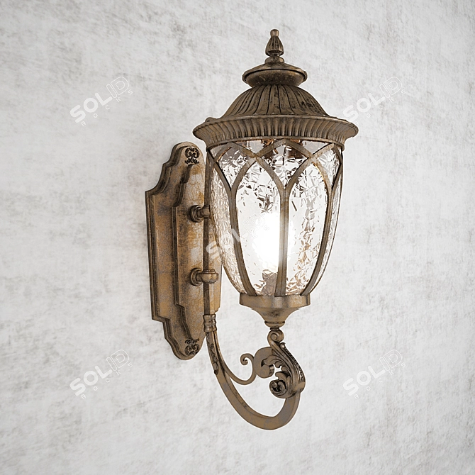 Elegant Black Gold Wall Lamp 3D model image 1