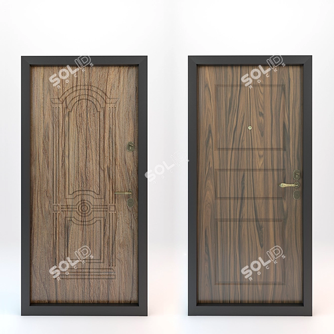Decorative Overlay Entrance Doors 3D model image 2