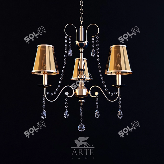 Golden Vernisage Chandelier, 3 Lights 3D model image 1
