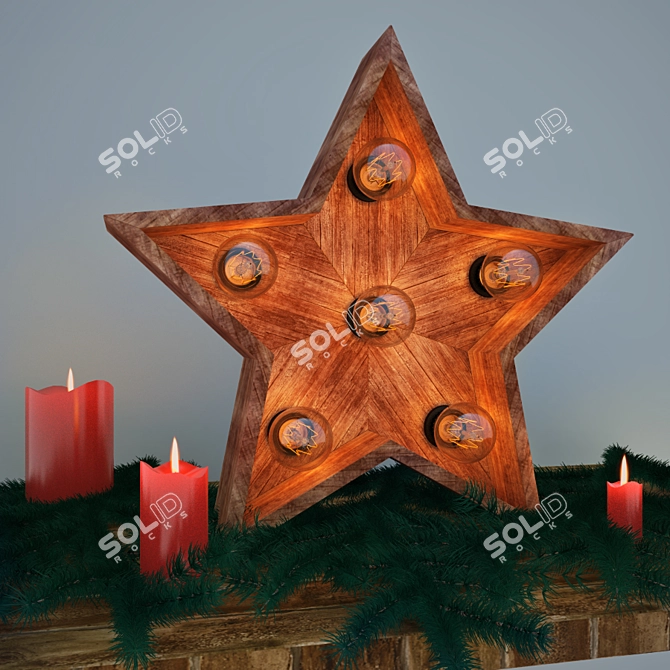 Cosmic Wood Star Lamp 3D model image 1