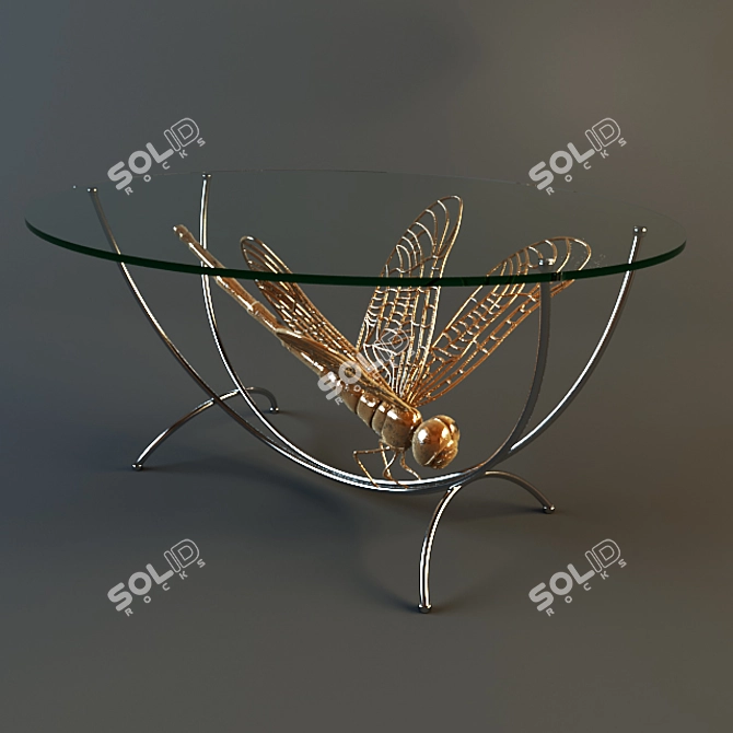Strekoza Glass Oval Coffee Table 3D model image 1