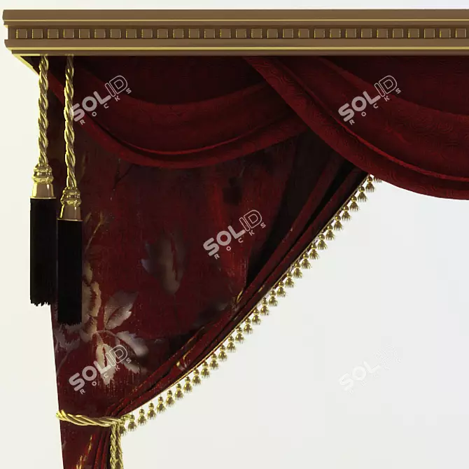 Stylish Velvet Curtains 3D model image 1