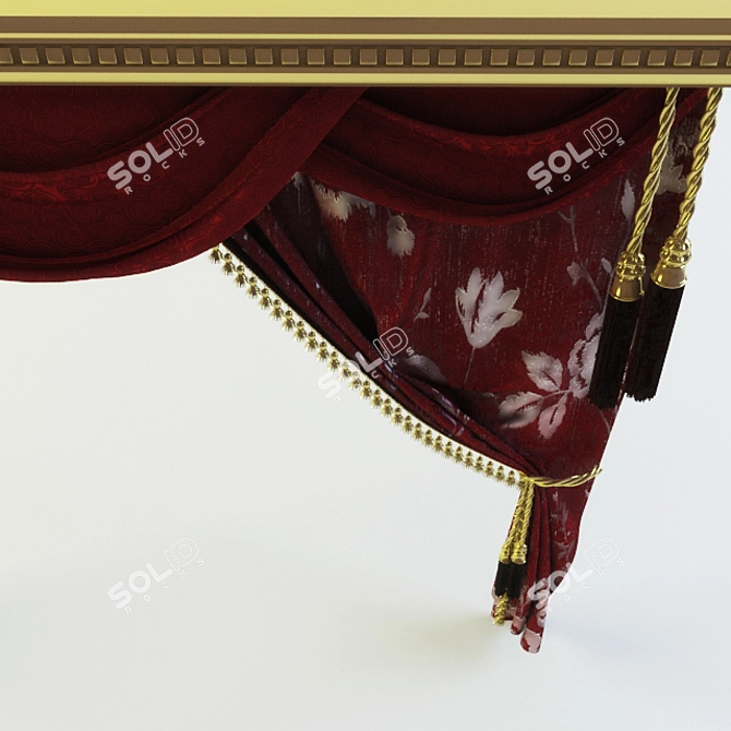 Stylish Velvet Curtains 3D model image 2