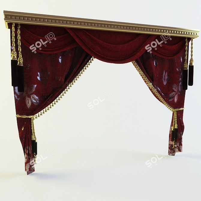 Stylish Velvet Curtains 3D model image 3