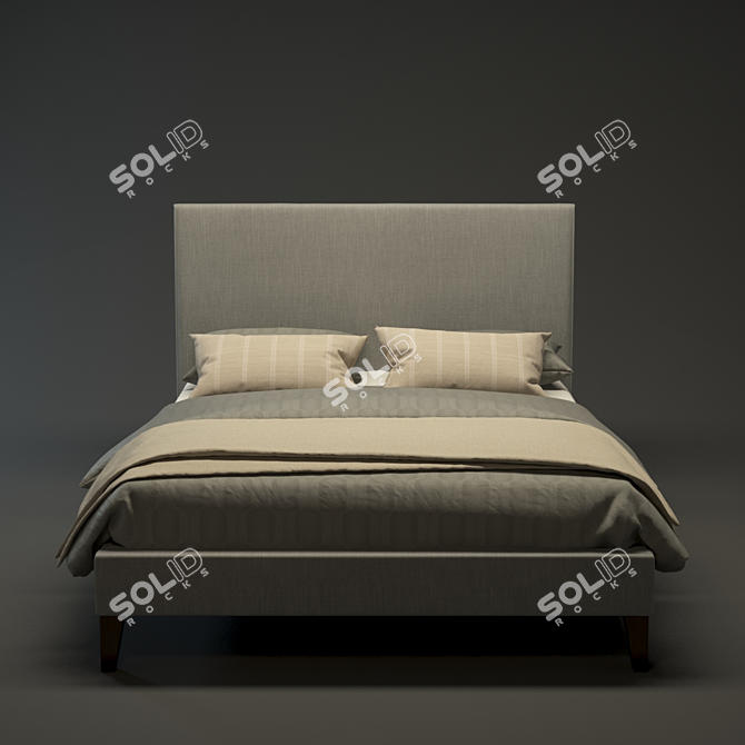 Modern Fabric Bedframe: 3D Model with UV Mapping 3D model image 2