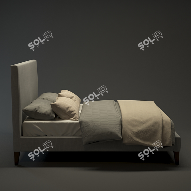 Modern Fabric Bedframe: 3D Model with UV Mapping 3D model image 3