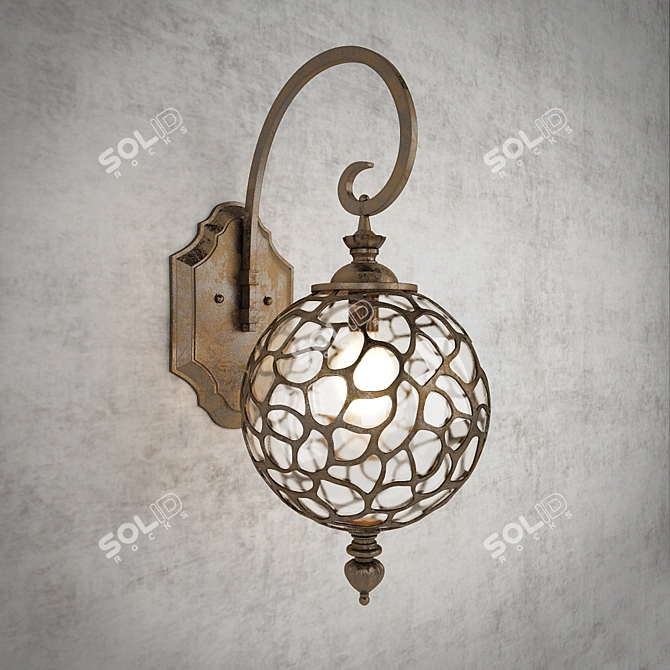 Elegant Black Gold Wall Lamp 3D model image 1