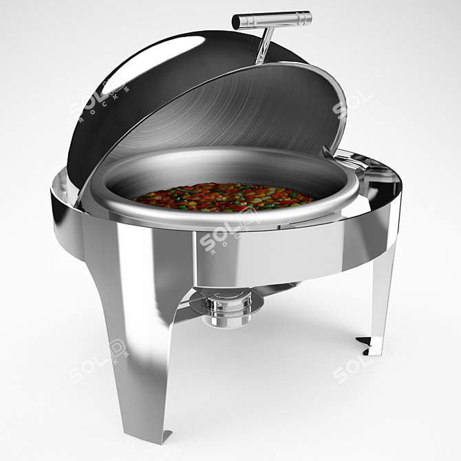 Round Chafing Dish Warmer: Keep Your Food Hot 3D model image 1