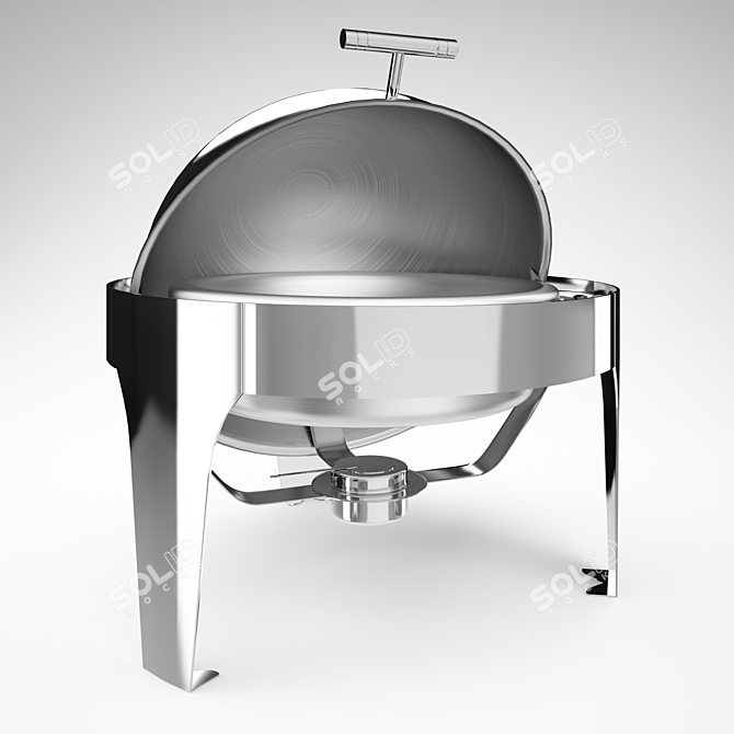 Round Chafing Dish Warmer: Keep Your Food Hot 3D model image 3