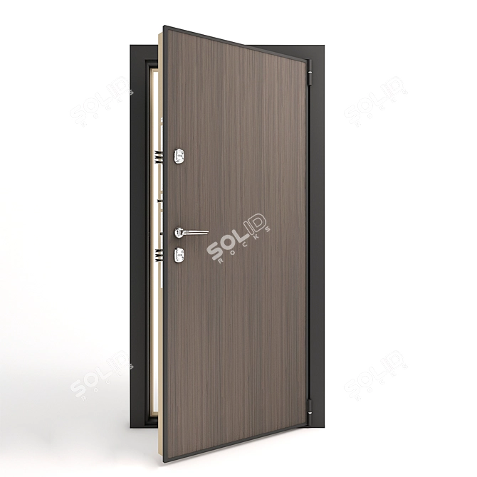 Two-tone Metal Front Door with Bonus Fireproof Safety 3D model image 2