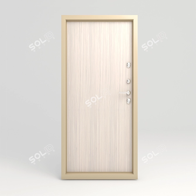 Two-tone Metal Front Door with Bonus Fireproof Safety 3D model image 3