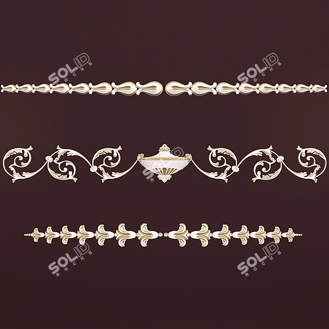 Elegant Carved Elements Set 3D model image 1