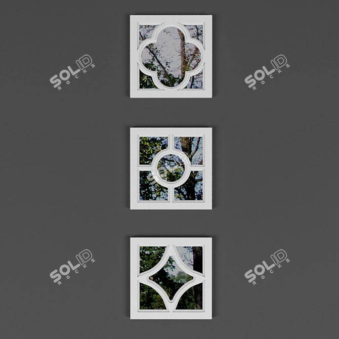 French Charm: Clover, Rombo, Cerchio Mirror Frames 3D model image 1