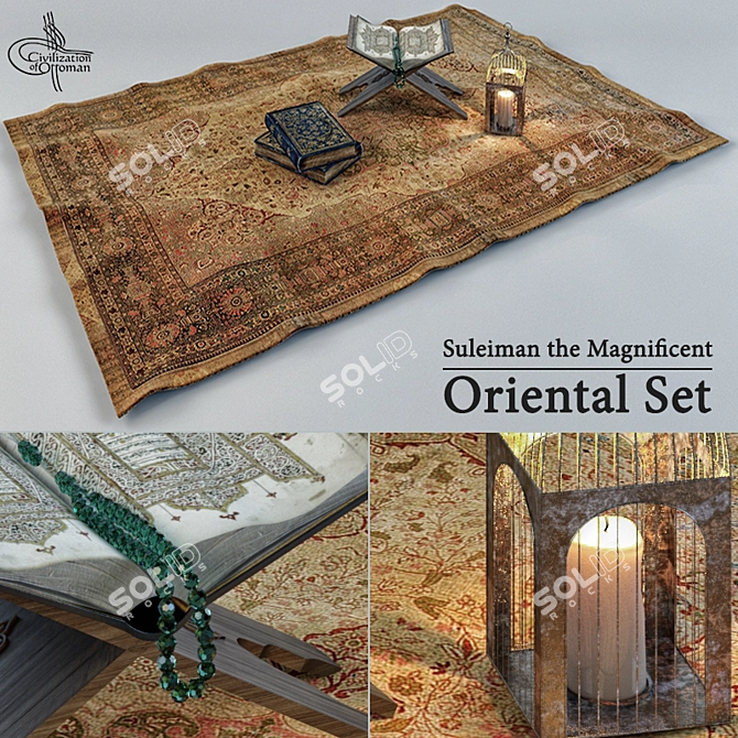 Exquisite Oriental Rug & Decor 3D model image 1