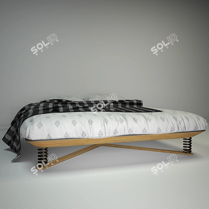 Spring Bed with Cushioning 3D model image 1