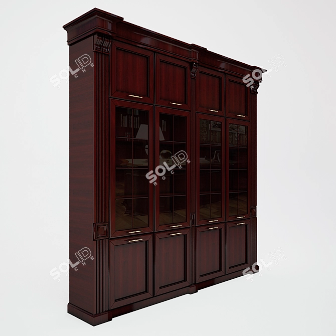 Red Wood Office Furniture Set 3D model image 2