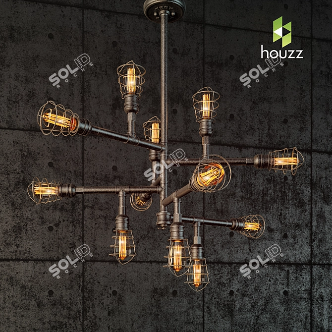 Troy Lighting Conduit 12-Light Chandelier 3D model image 1