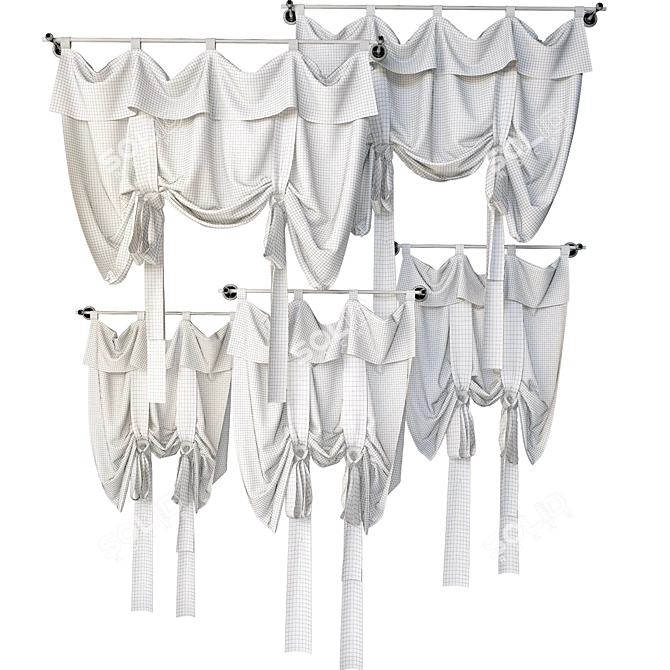 Elegant Lace Curtains: Stylish and Decorative 3D model image 3