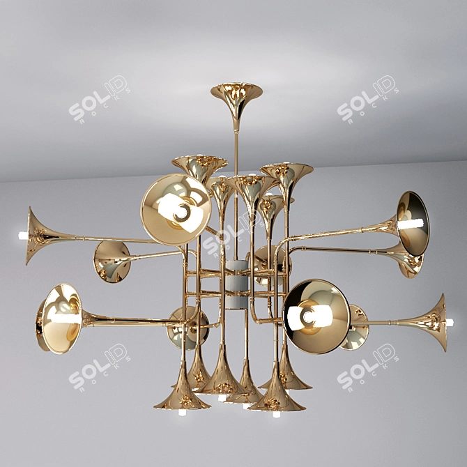 Melodic Brass Pendant Light 3D model image 1