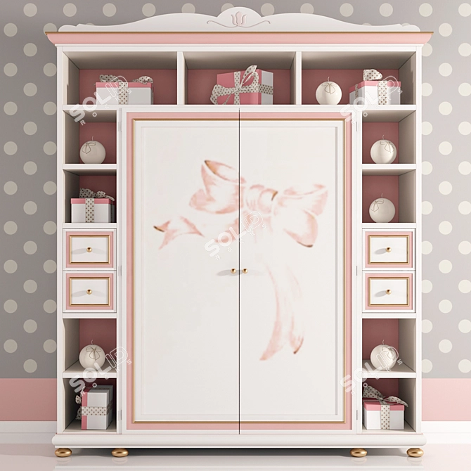 Sophie Premium Wood Wardrobe 3D model image 1